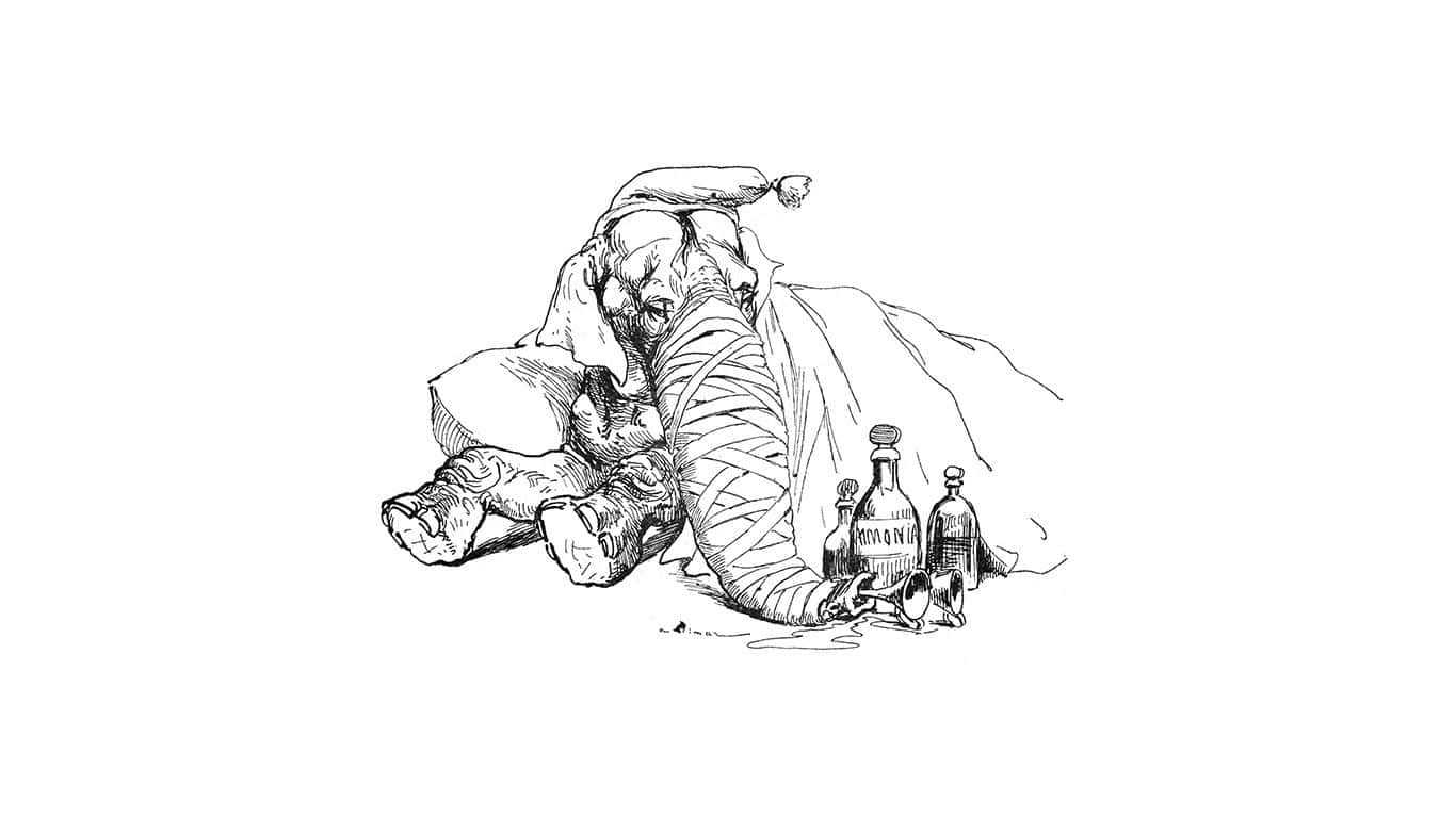 Lonely Injured Elephant Drawing Desktop Wallpaper