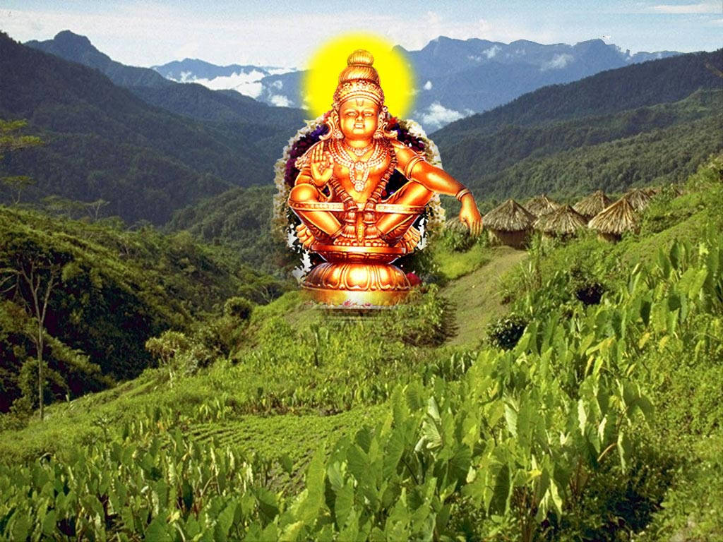 Lord Ayyappa On Plant Field Wallpaper