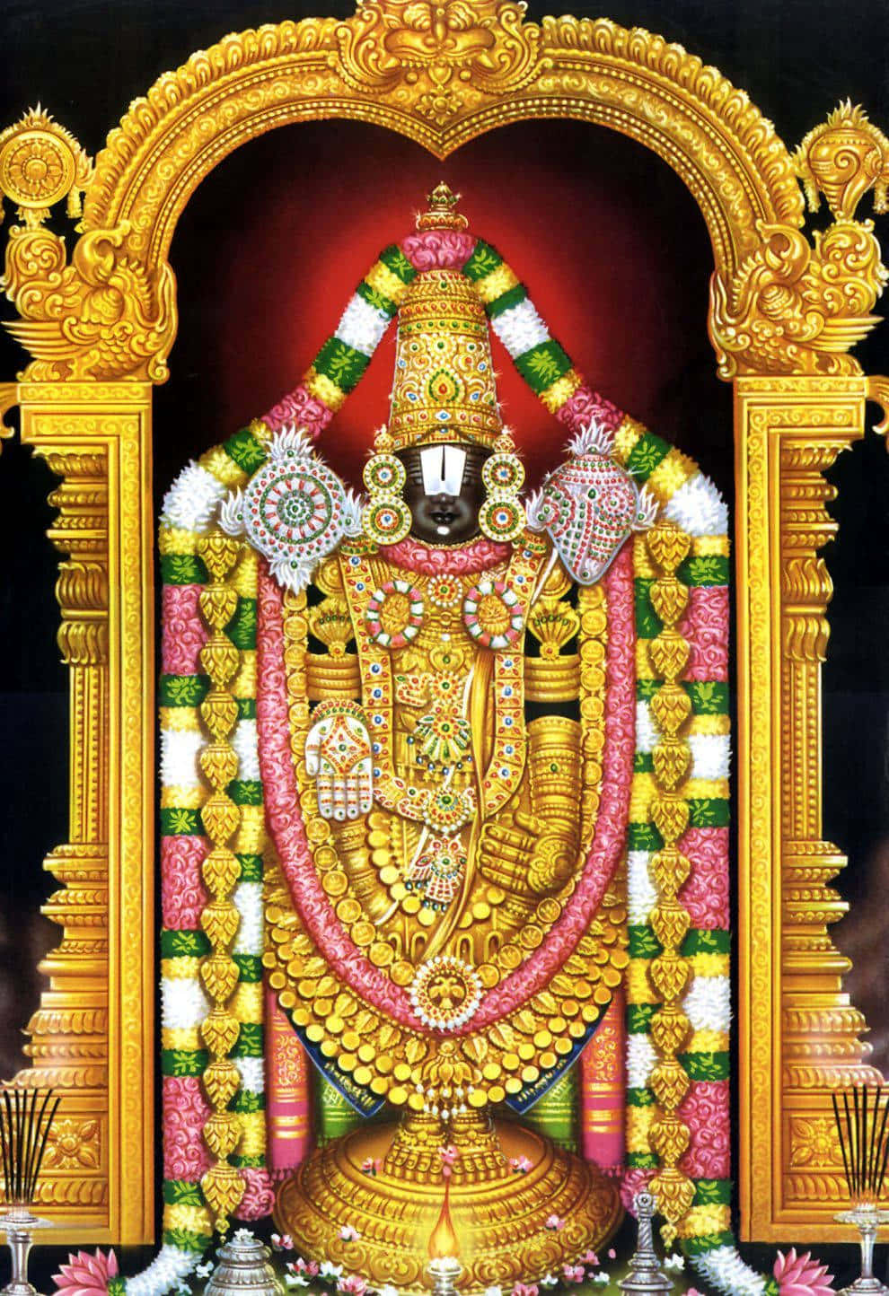 Lord Balaji Adornedin Golden Glory Wallpaper