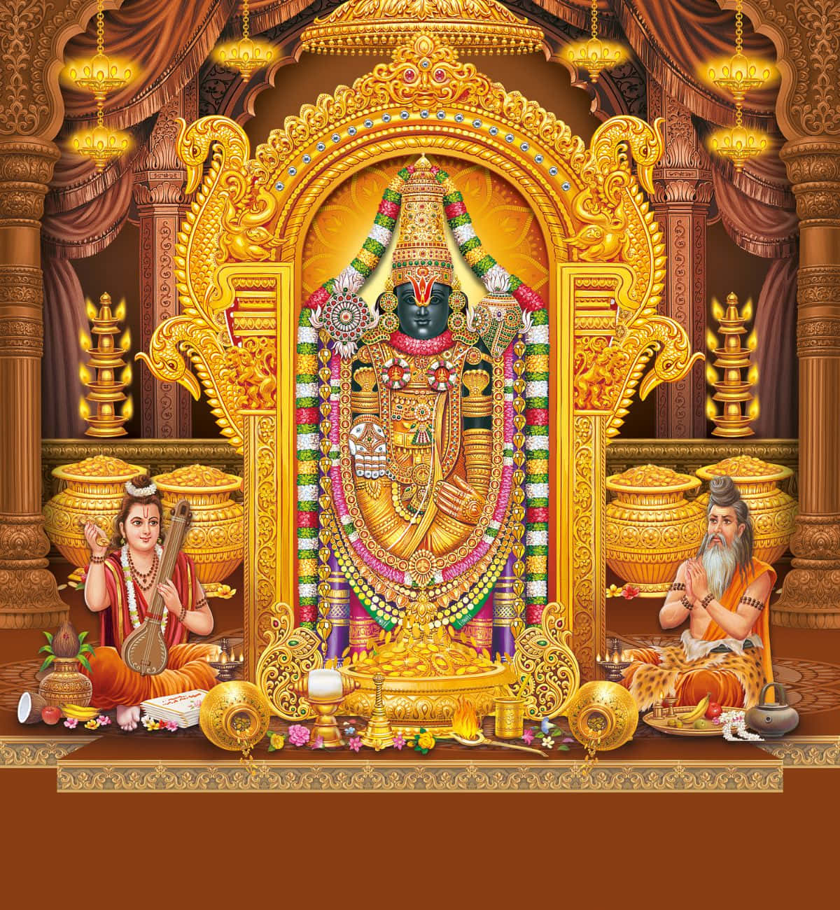 Lord_ Balaji_ With_ Devotees_ Artwork Wallpaper