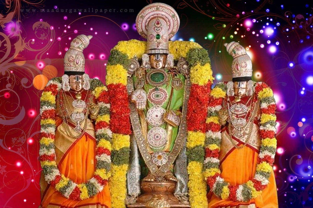 Lord Venkateswara 4k With Lakshmi And Bhumi Wallpaper