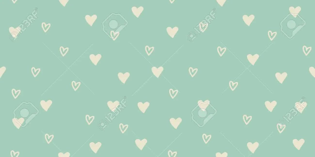 Love Is In The Air With Mint Green Hearts Wallpaper