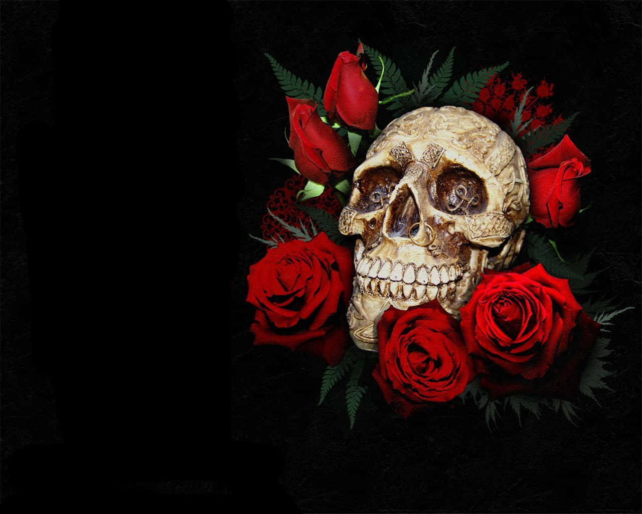 Love Reigns With This Unique Combination Of Skulls And Roses Wallpaper