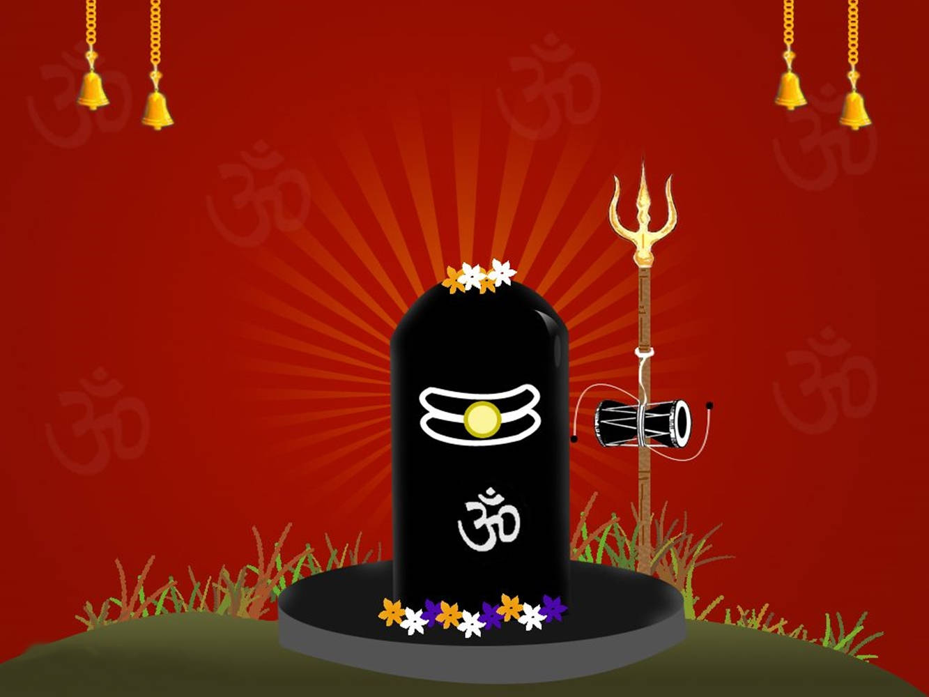 Lovely Digital Art Trishul Shiva Lingam Wallpaper