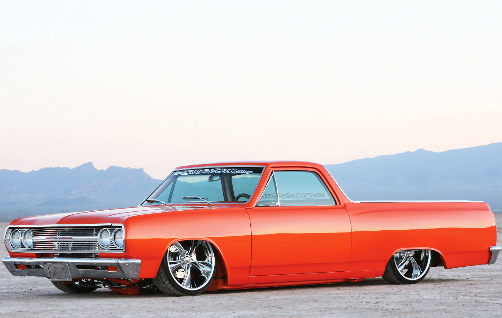 Lowrider Chevrolet El Camino Orange Wallpaper