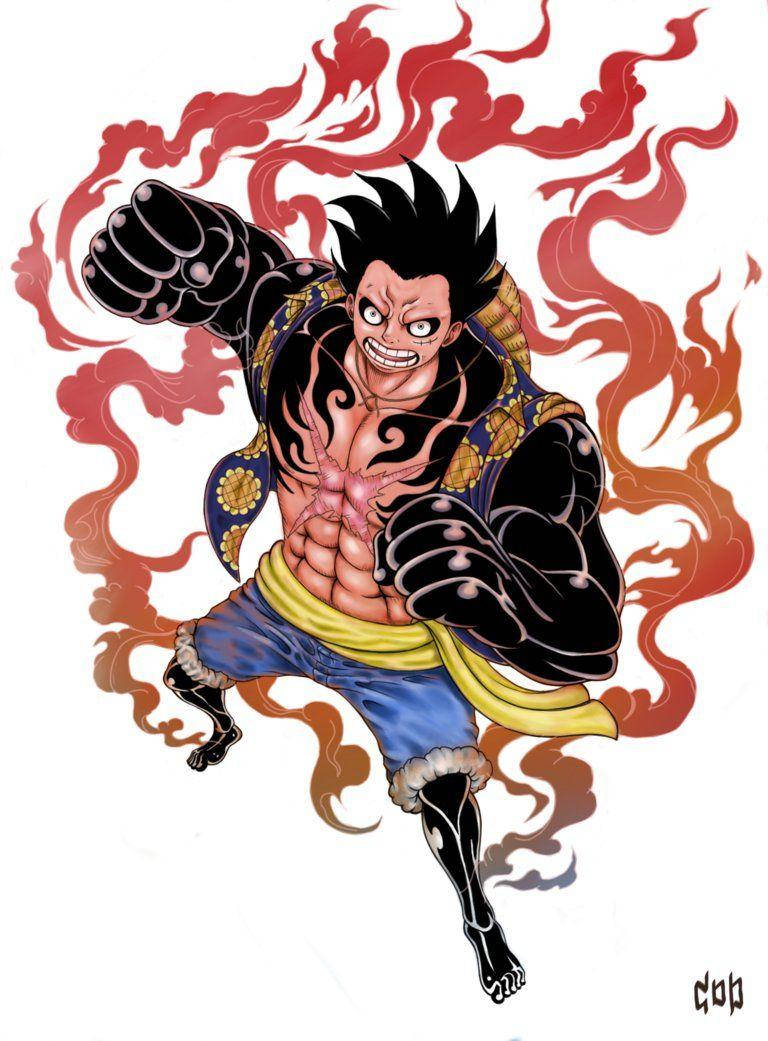 Luffy Gear 4 Flaming Body Wallpaper