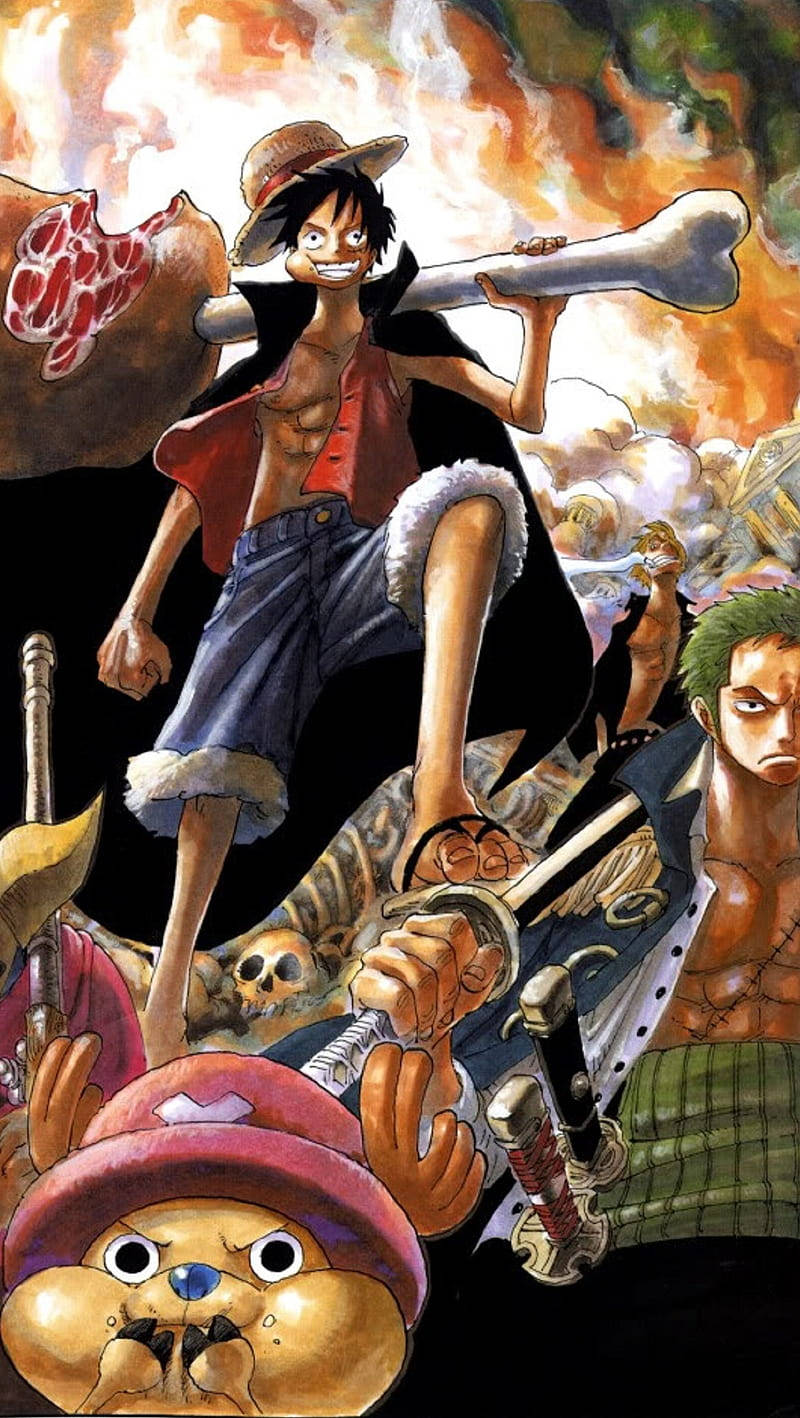 Luffy Zoro Tony Food Bones Art Mobile Wallpaper