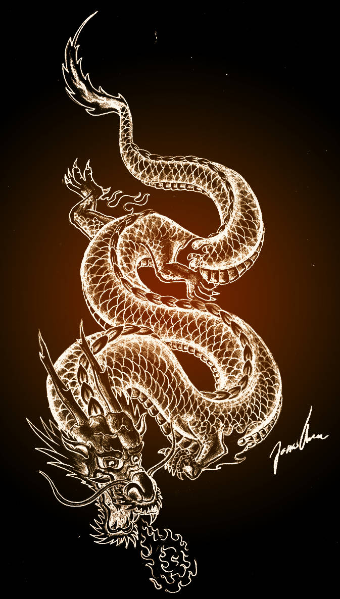 Luminous Japanese Dragon Wallpaper