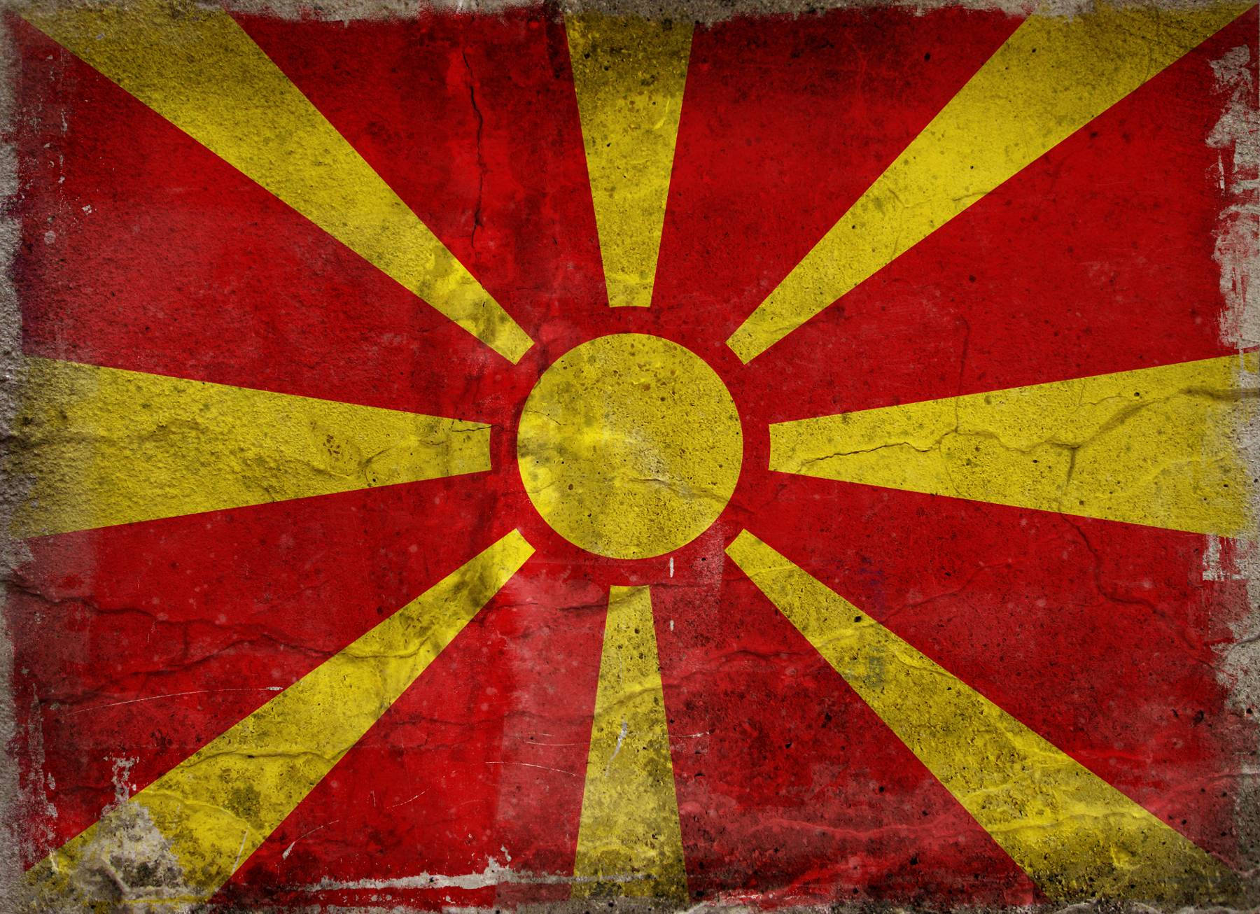 Macedonia Flag Grimy Cement Wallpaper
