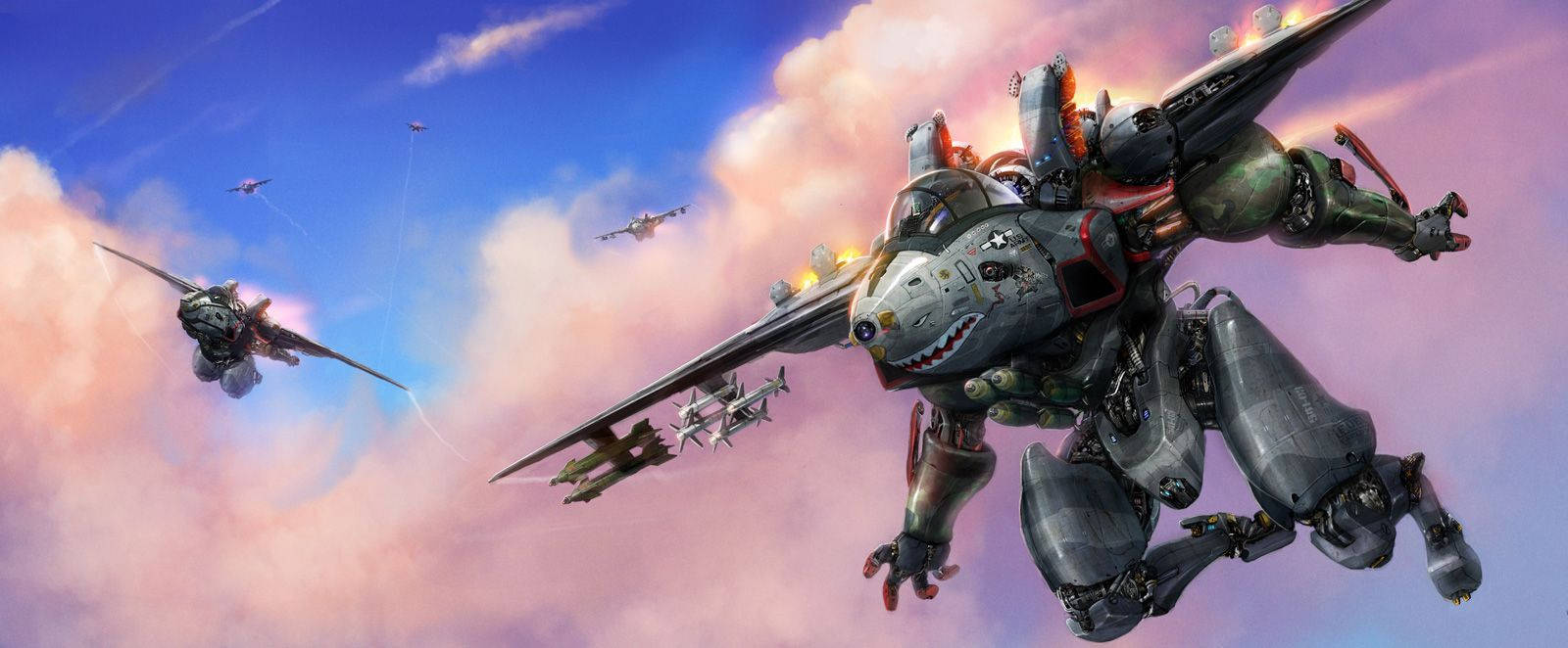 Macross Robot Jet Airplanes Wallpaper