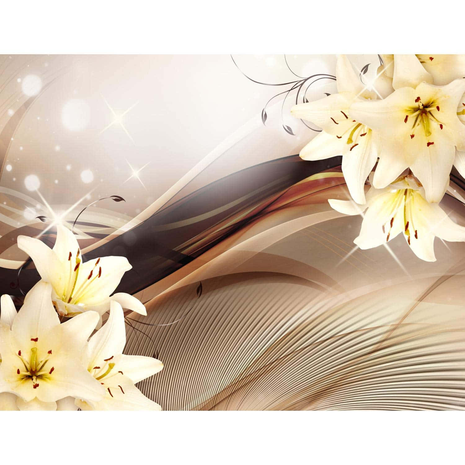 Madonna Lily Beige Art Wallpaper