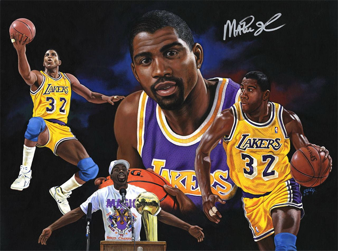 Magic Johnson Digital Painting Wallpaper