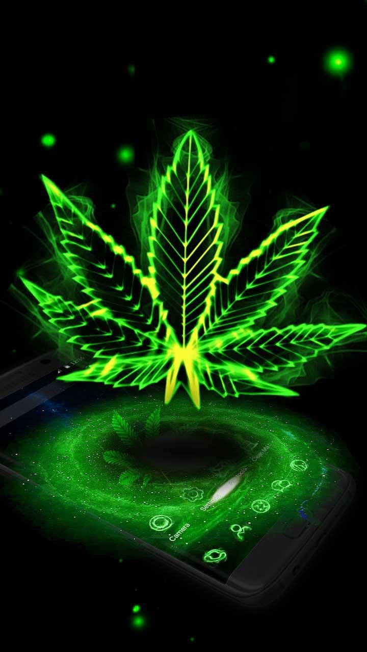 Magical Glowing Weed Leaf Wallpaper