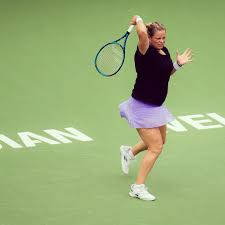 Magnificent Moment Of Kim Clijsters At Indian Wells Tournament Wallpaper