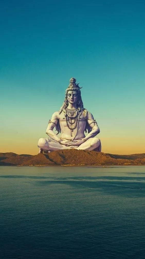 Mahadev Full Hd Sculpture In Sea Wallpaper