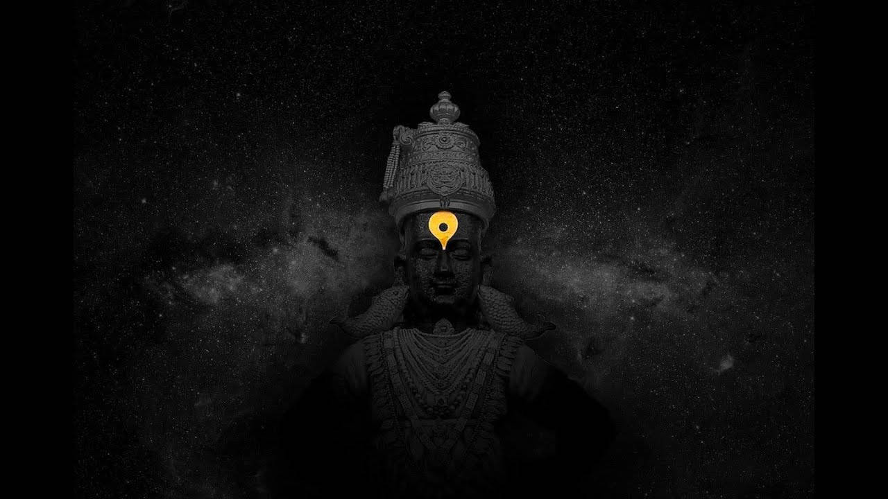 Majestic Black-themed Graphic Artwork Of Lord Pandurang Wallpaper