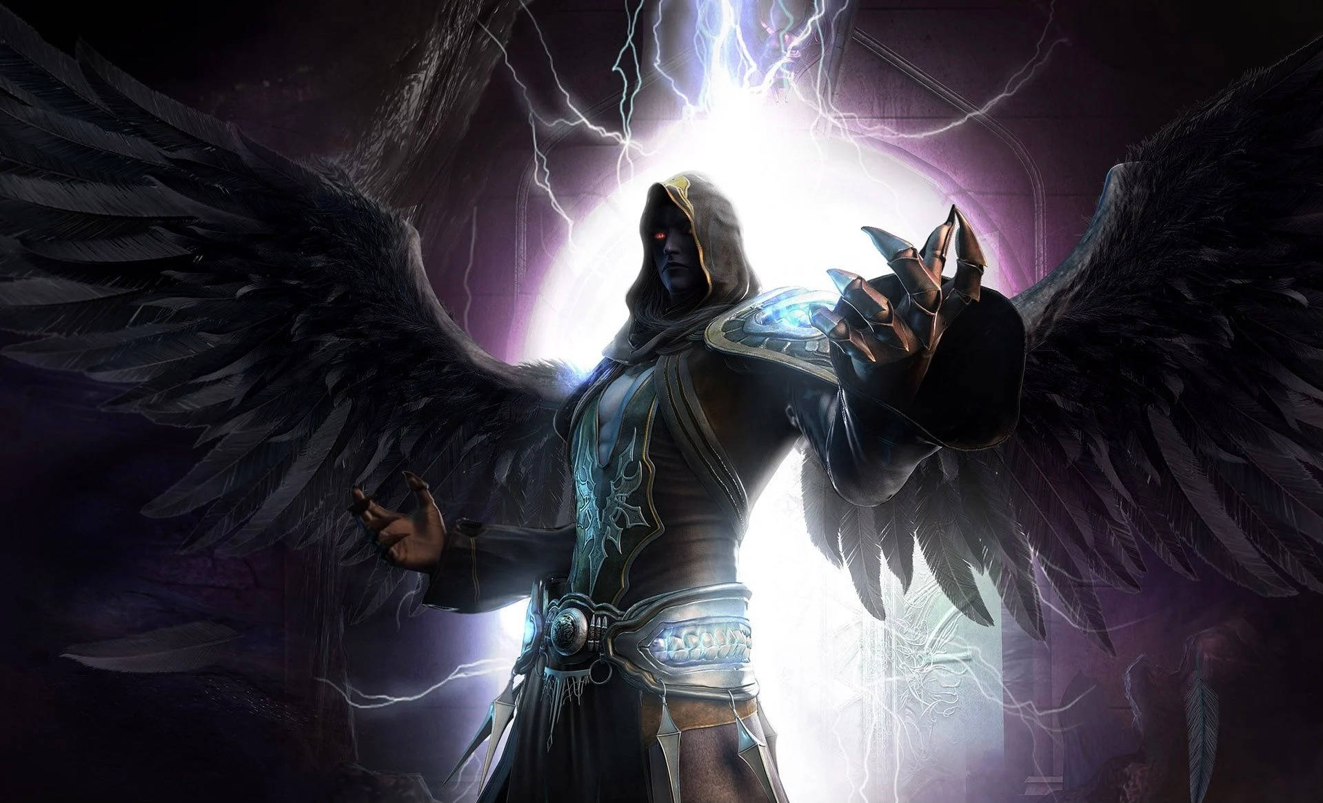 Majestic Dark Angel With Majestic Cloak Wallpaper