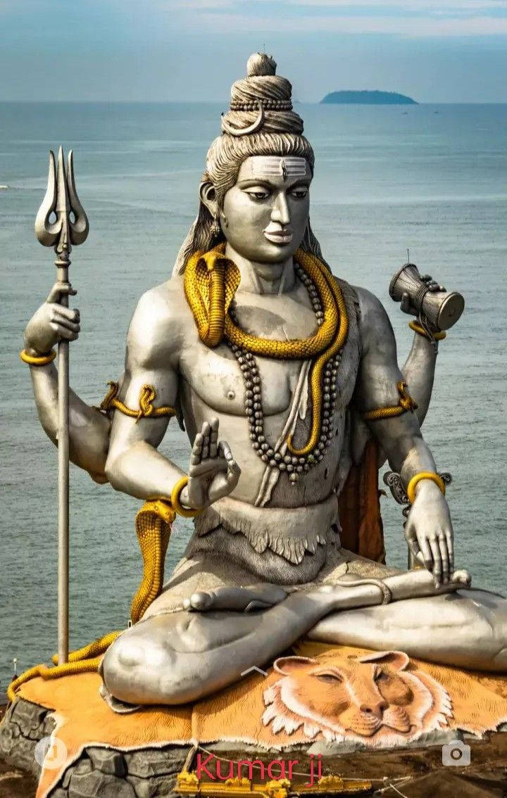 Majestic Image Of Shiv Shankar Near The Ocean In High-definition Wallpaper