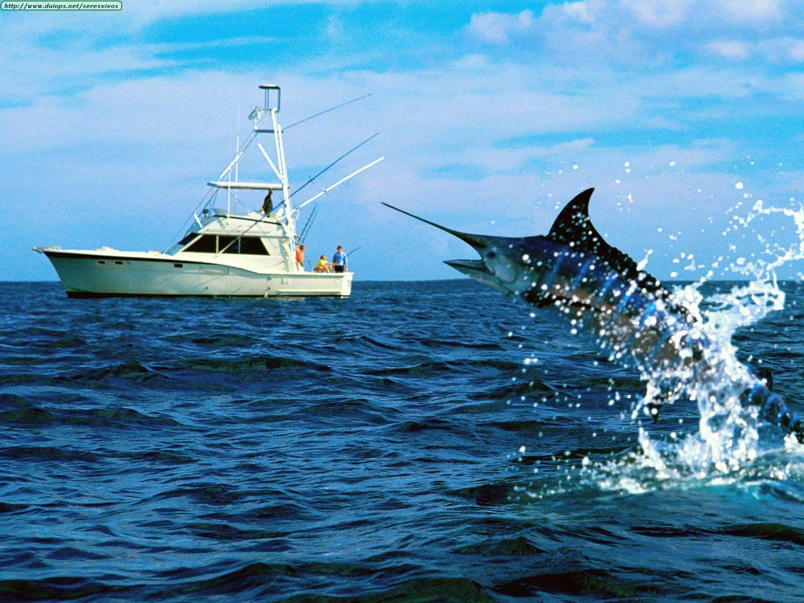 Majestic Marlin Leaping In The Ocean Wallpaper