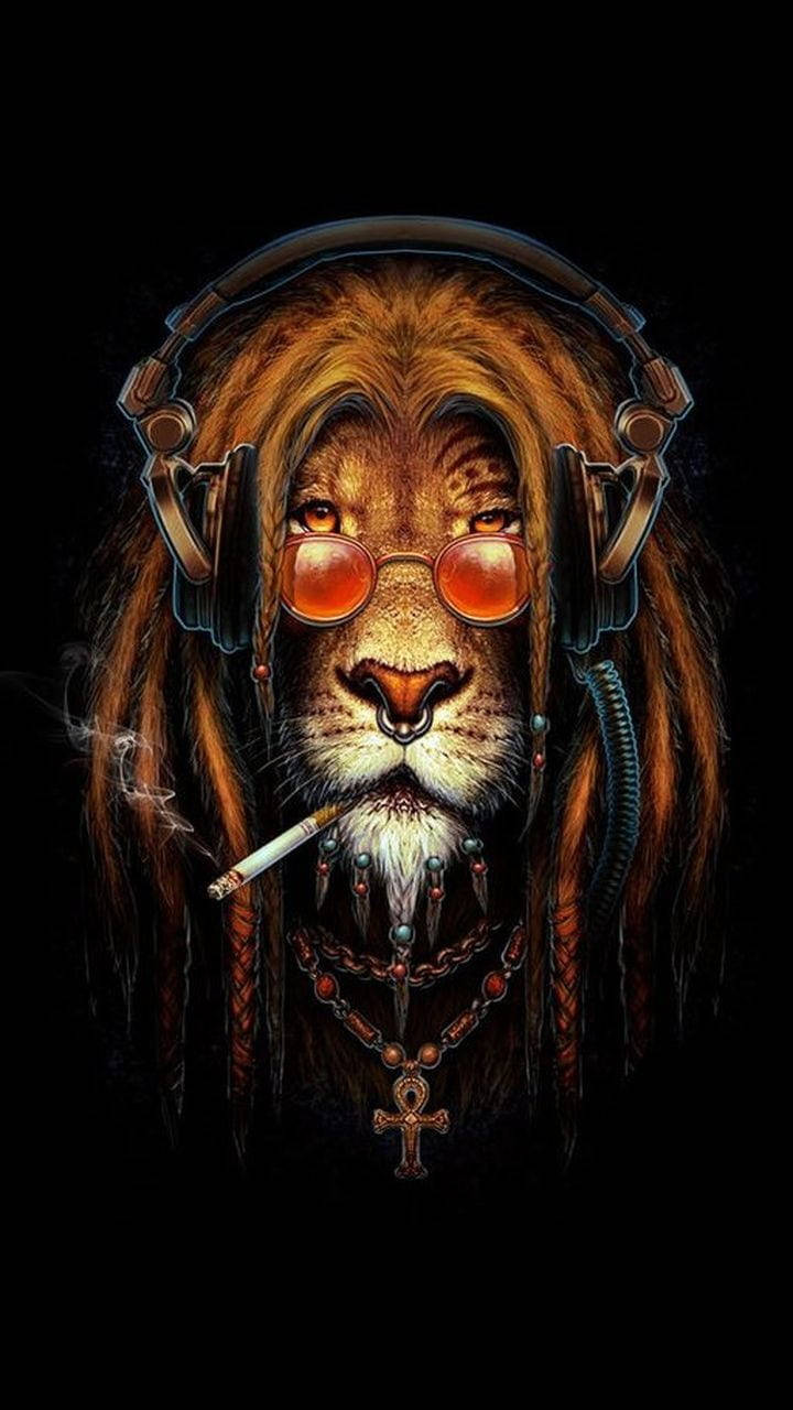 Majestic Reggae Lion On Phone Wallpaper Wallpaper