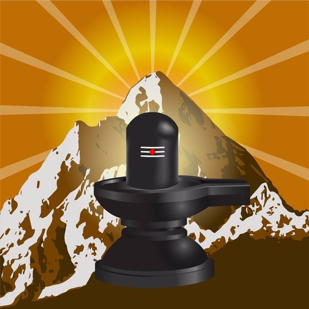 Majestic Representation Of Spiritual Shiva Lingam Amidst The Mountains. Wallpaper