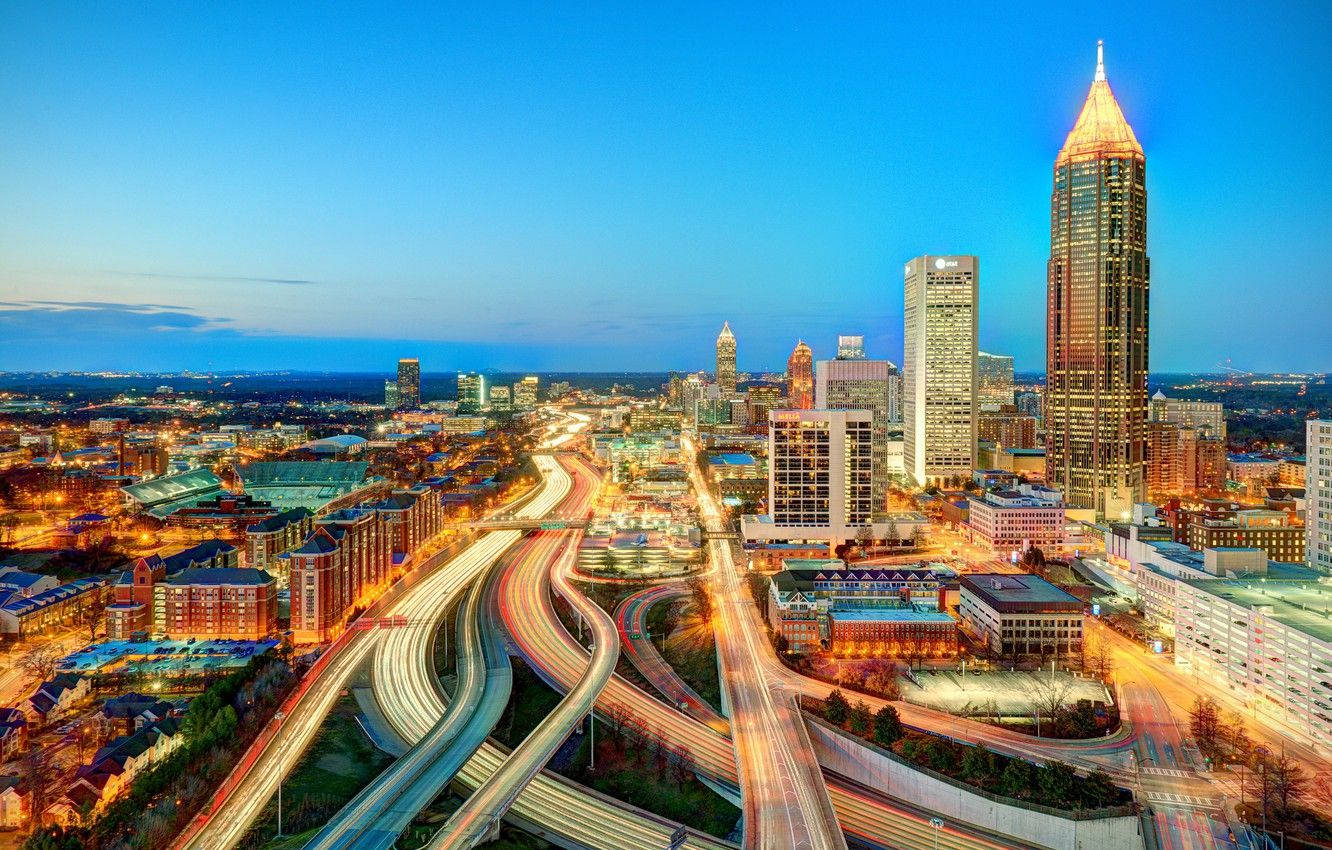 Majestic Skyline View Of Modern Atlanta City Wallpaper