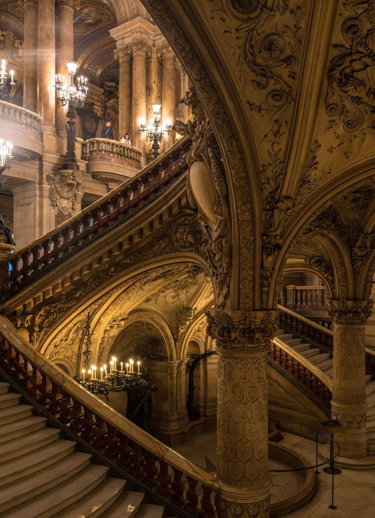Majestic Staircase Of The Paris Opera House Wallpaper