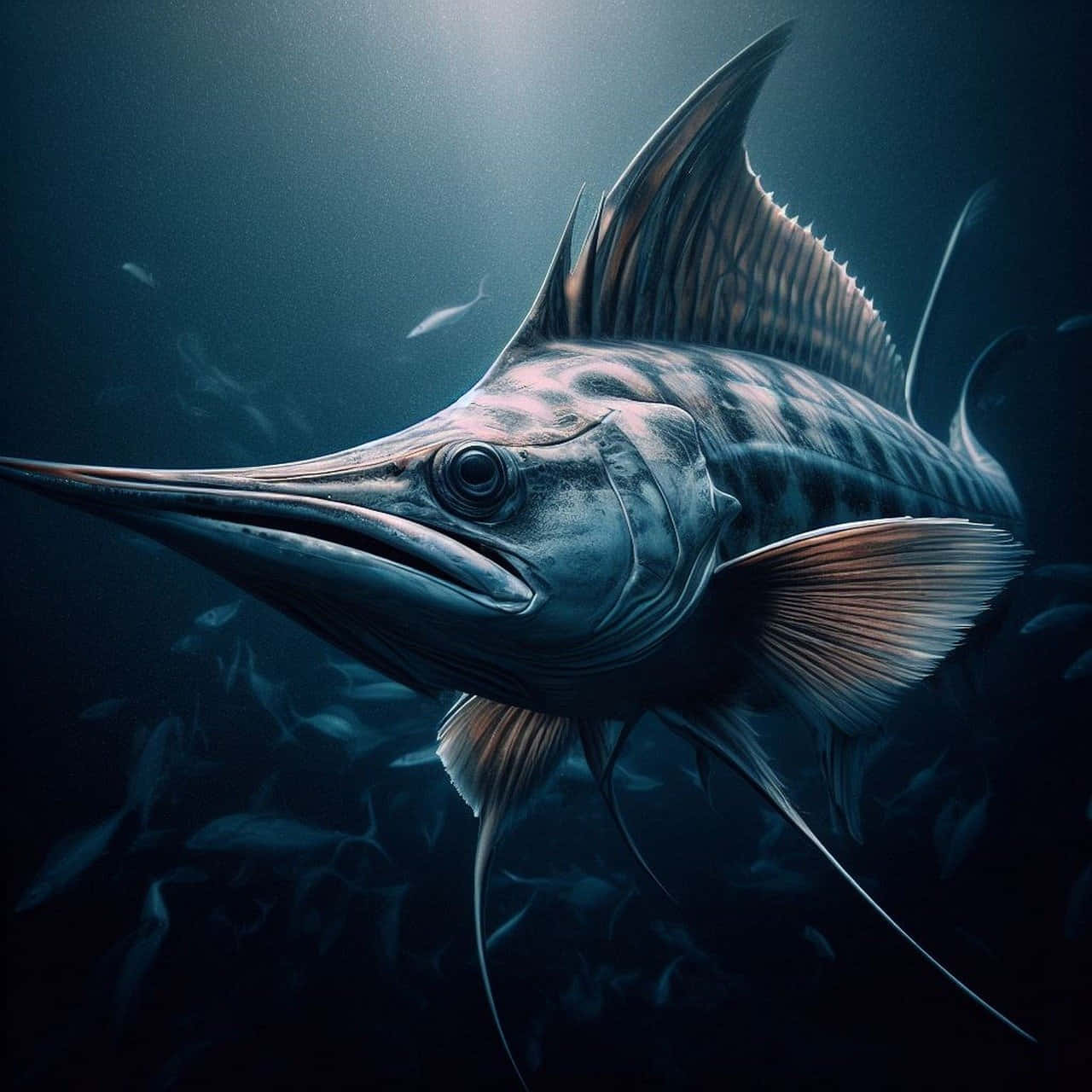 Majestic Swordfish Underwater Wallpaper