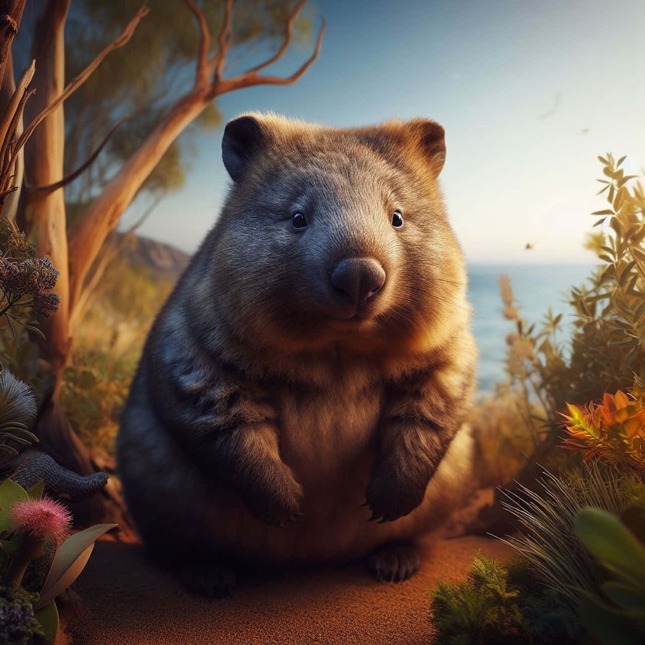 Majestic Wombat Sunset Wallpaper