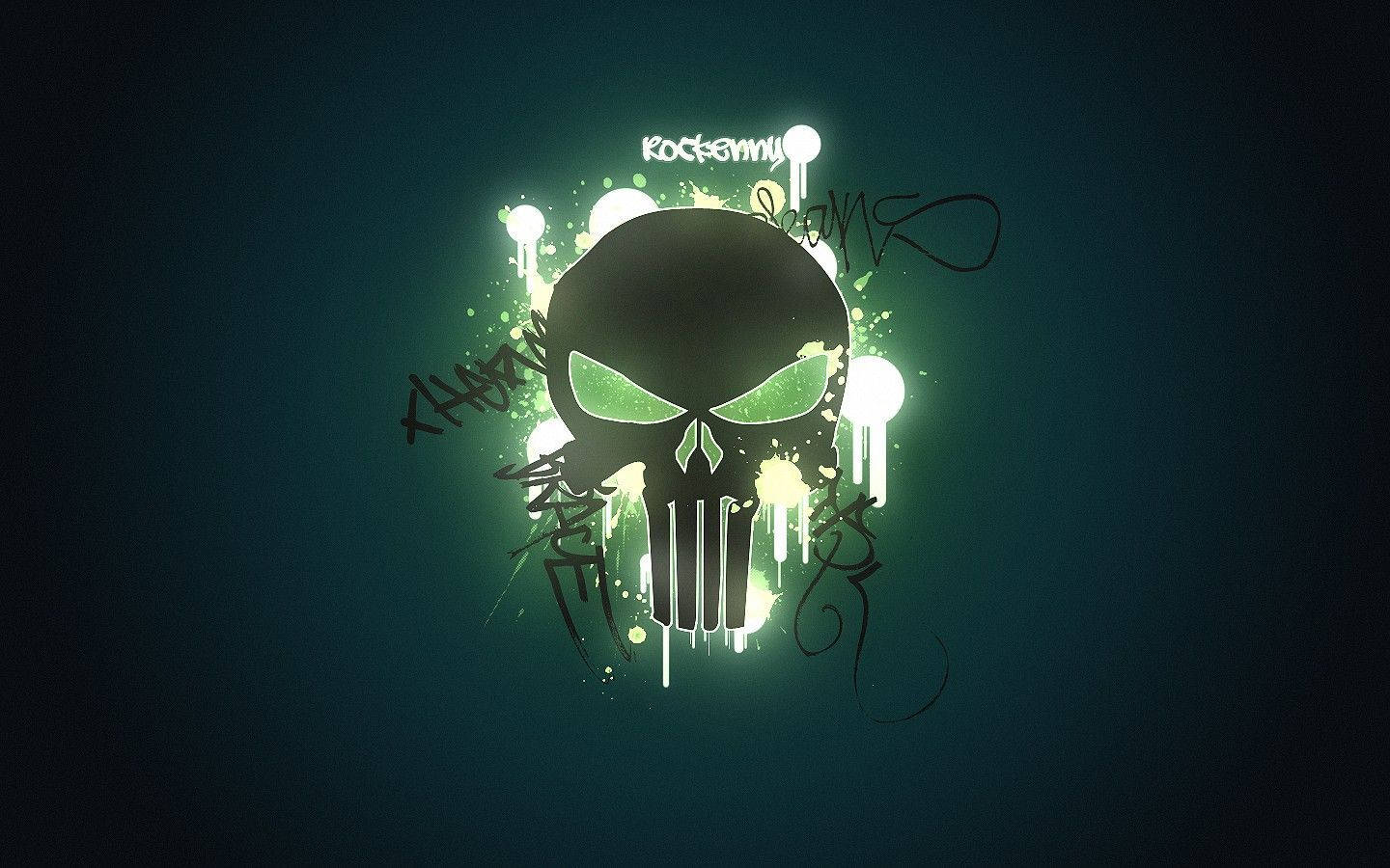 Make A Statement With This Edgy Green Graffiti Of The Punisher Skull. Wallpaper