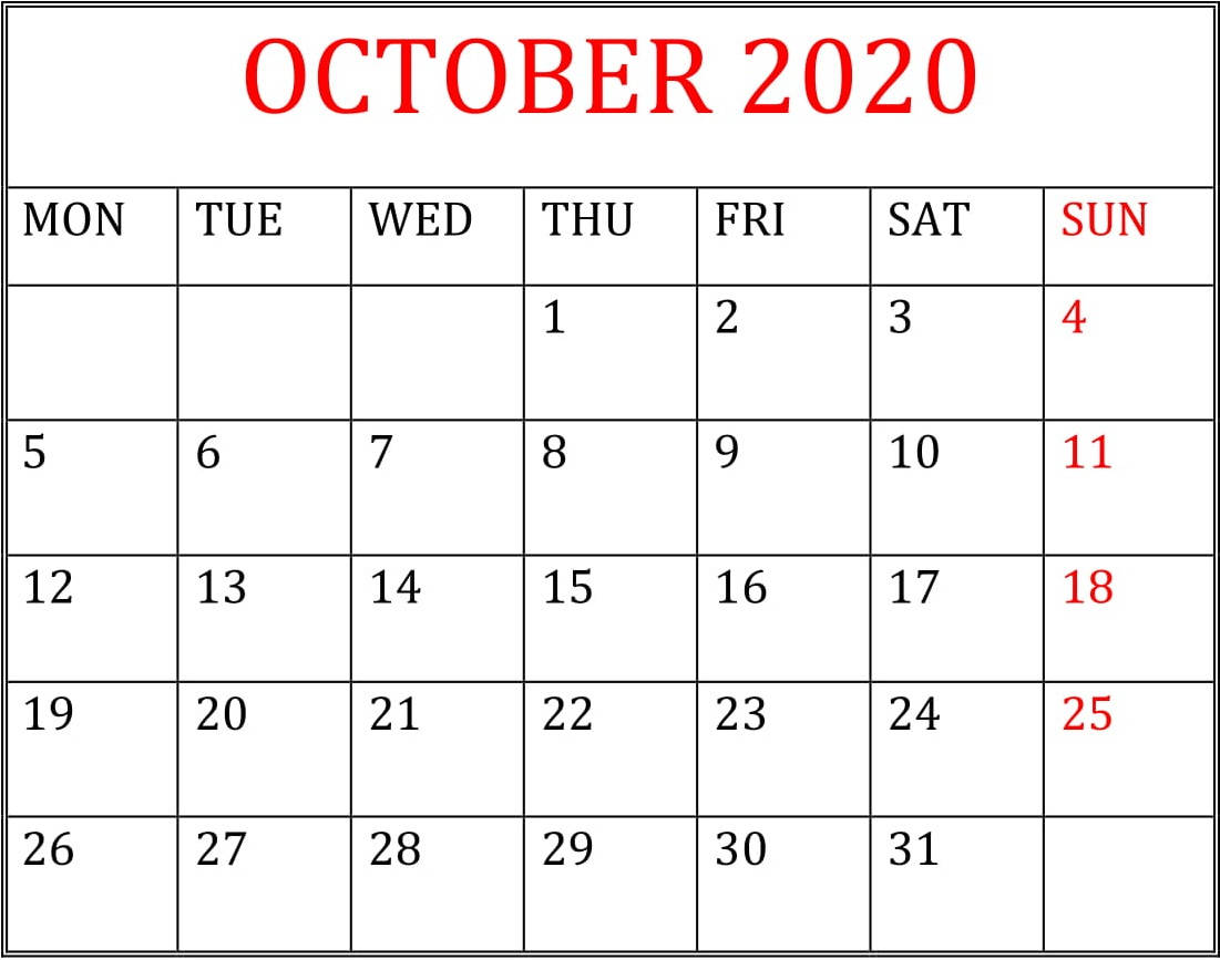 Make Every Month Count With The October 2020 Calendar! Wallpaper