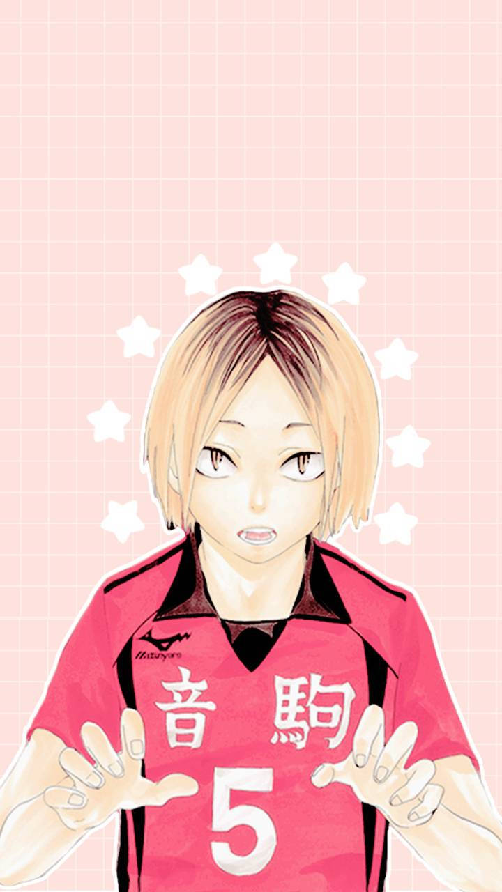 Manga Kenma Pink Grid Wallpaper