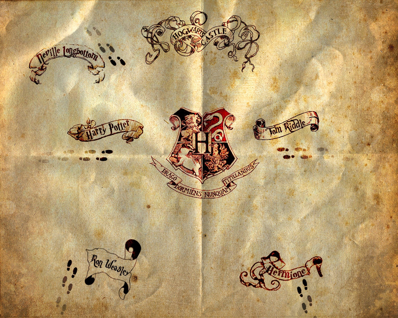 Marauders Map Logo On Old Paper Wallpaper