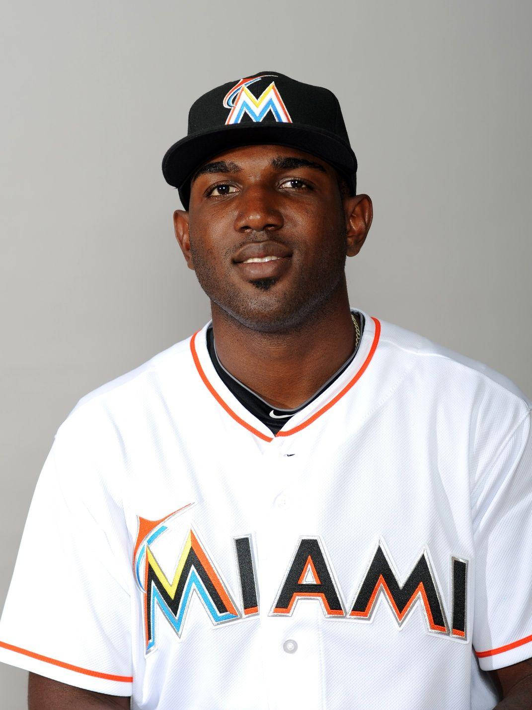 Marcell Ozuna In White Backdrop Wallpaper