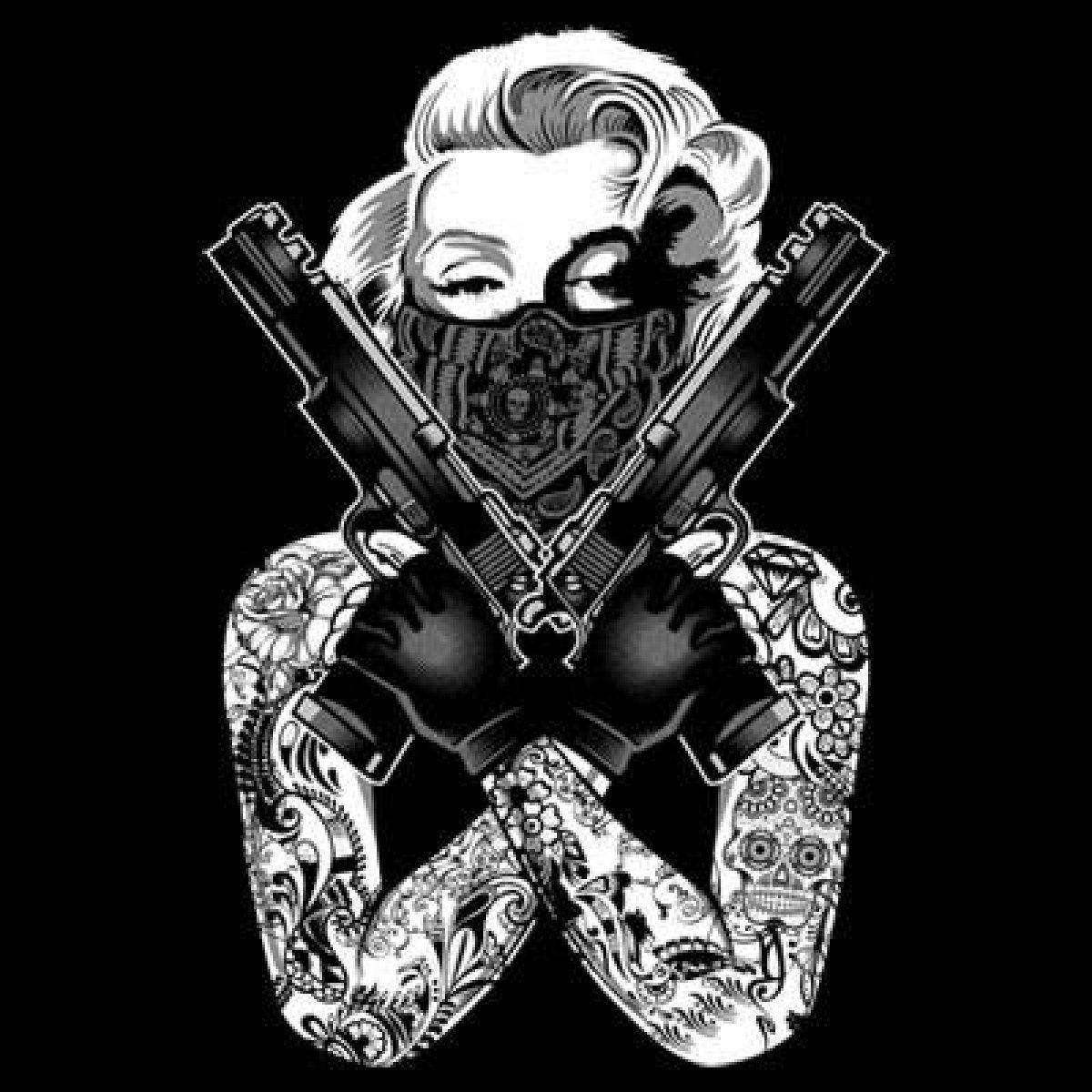 Marilyn Monroe Gangsta Cartoon Art Wallpaper