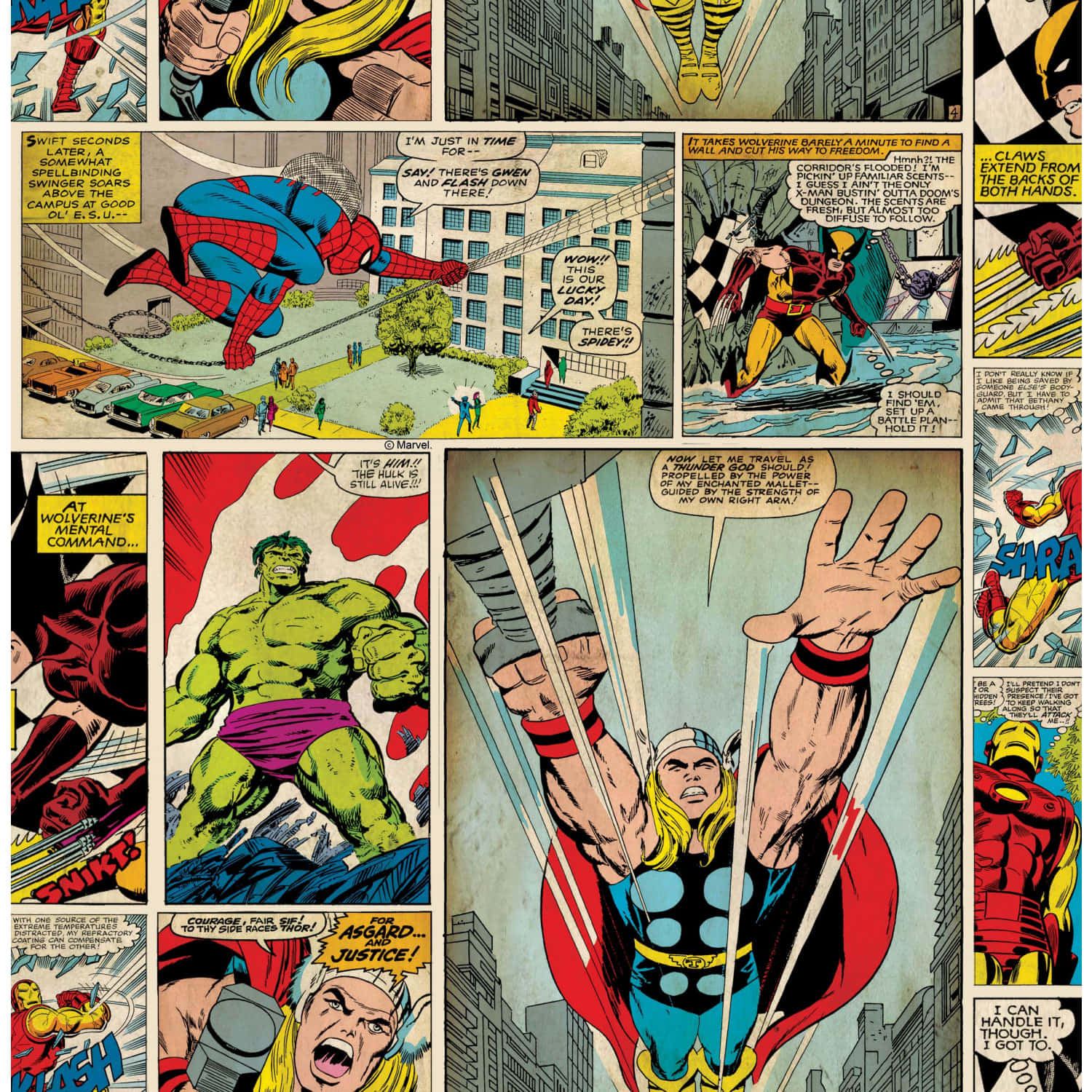 Marvel Comic Book Page Strips Wallpaper