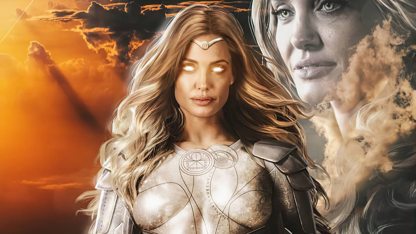 Marvel Eternals Thena 1366 X 768 Wallpaper