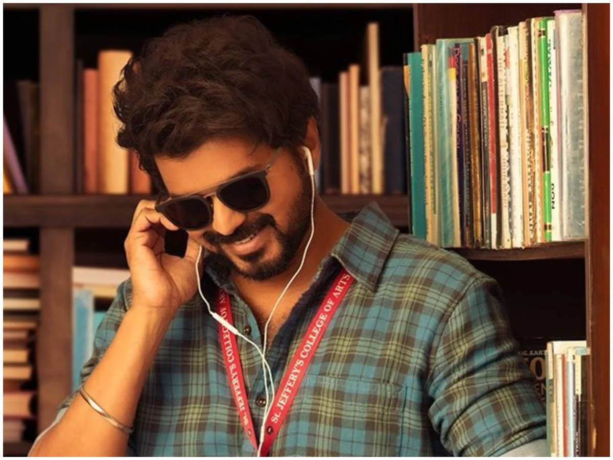 Master Vijay In Library Wallpaper