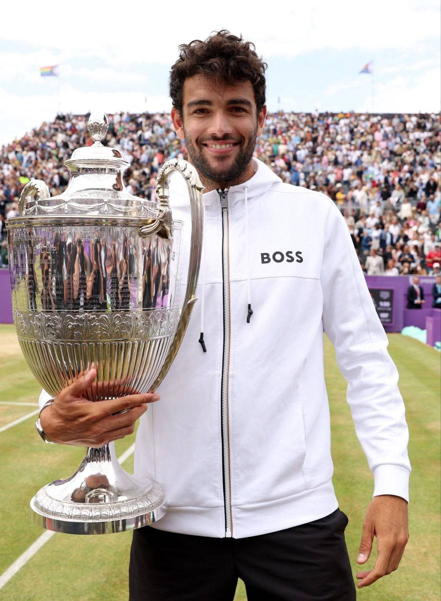 Matteo Berrettini Holding Huge Trophy Wallpaper