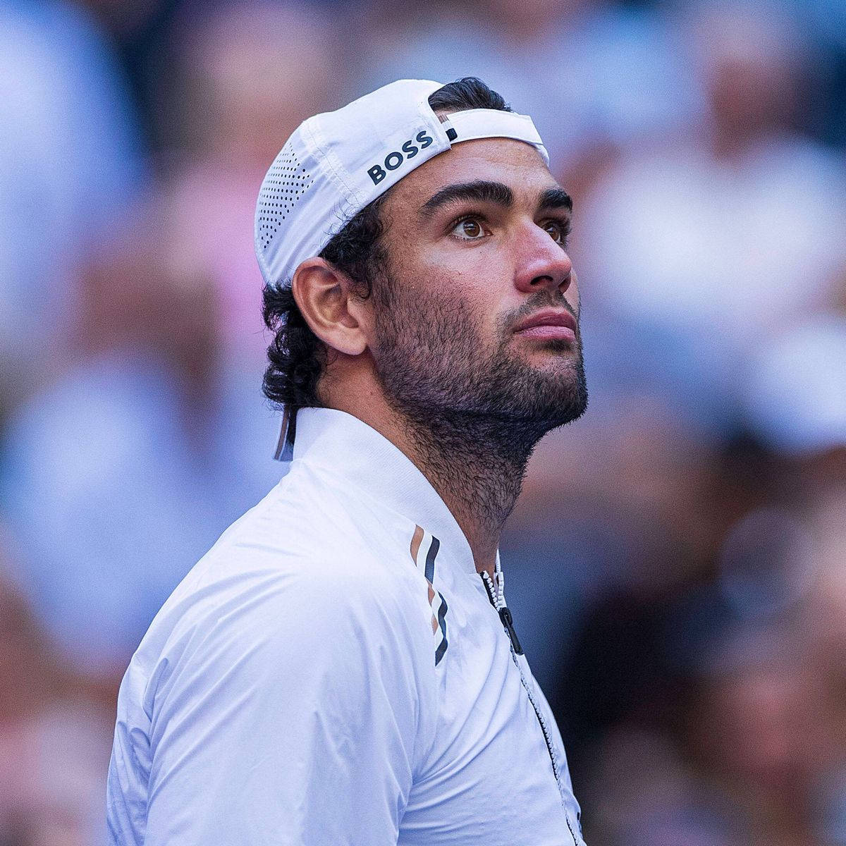 Matteo Berrettini In White Cap Wallpaper