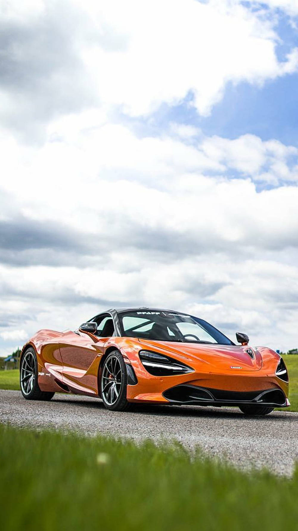 Mclaren 720s Orange Car Cloudy Sky Phone Wallpaper