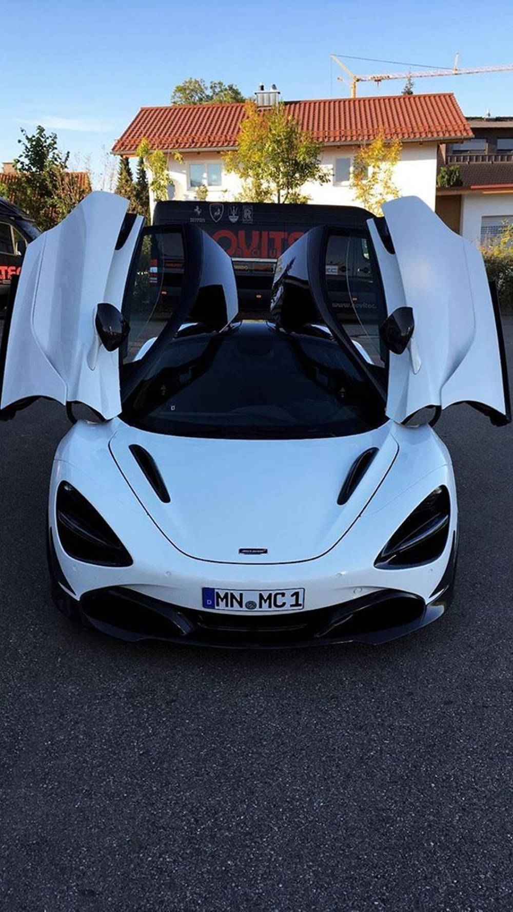 Mclaren 720s White Car Scissor Doors Phone Wallpaper