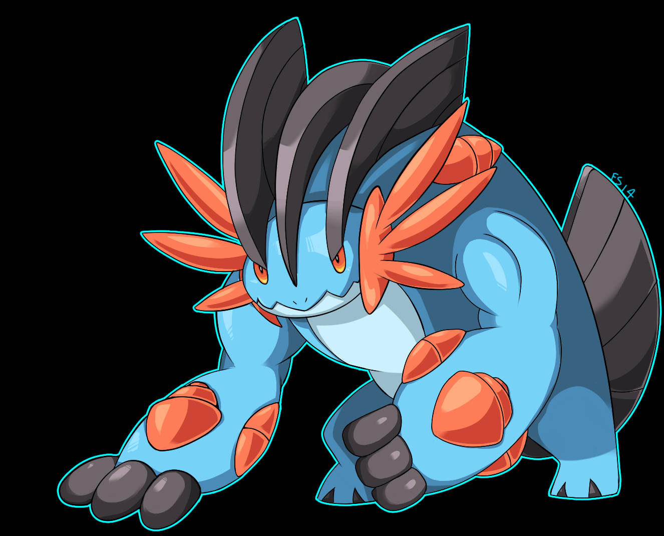 Mega Swampert Raising Fist Wallpaper