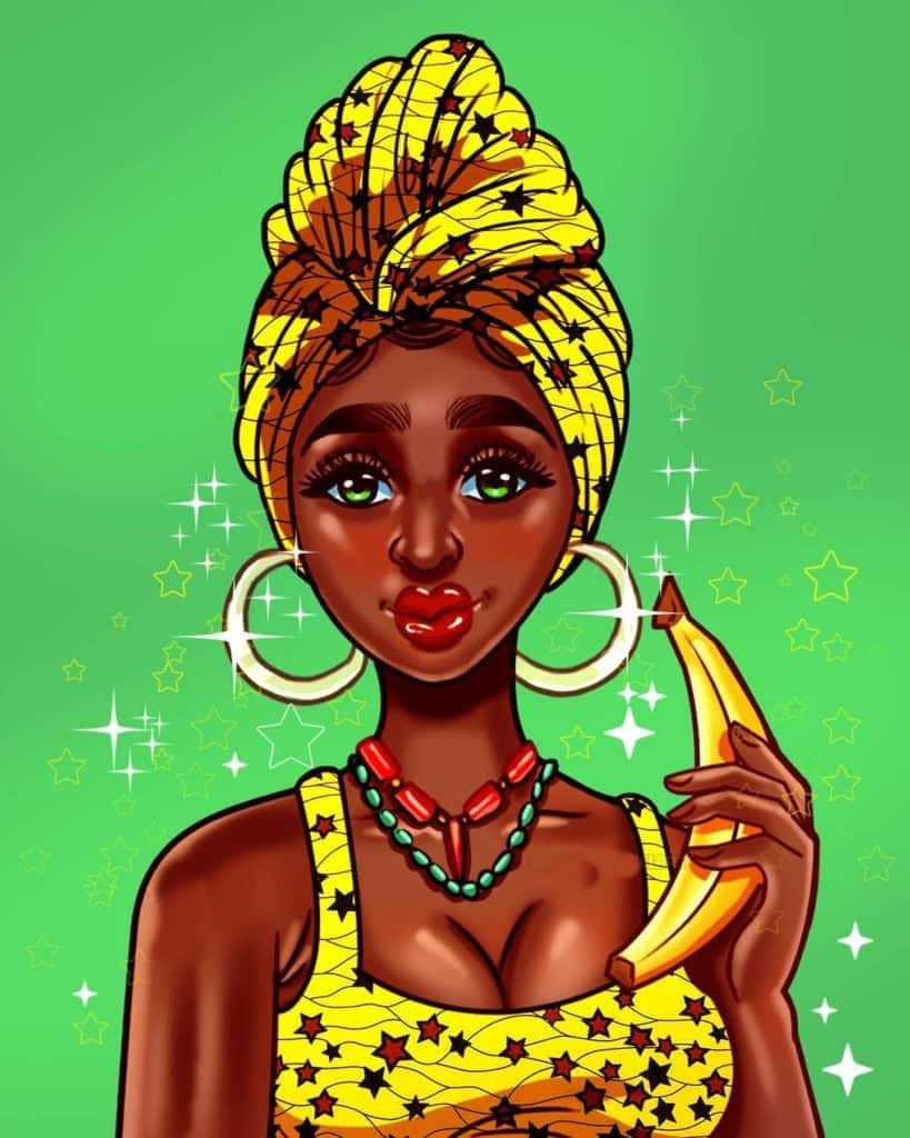 Melanin Girl With Banana Wallpaper