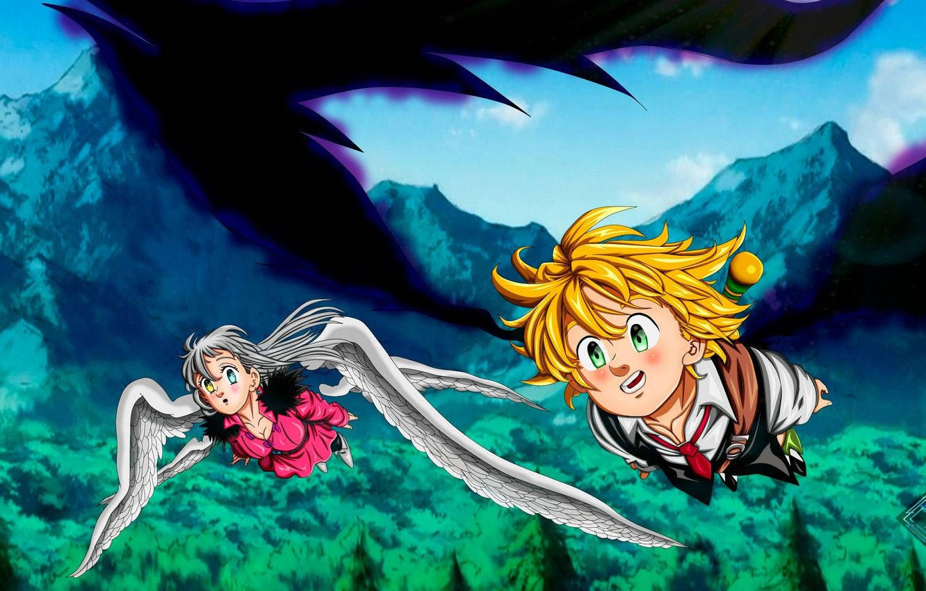 Meliodas And Elizabeth Liones In A Romantic Embrace Wallpaper