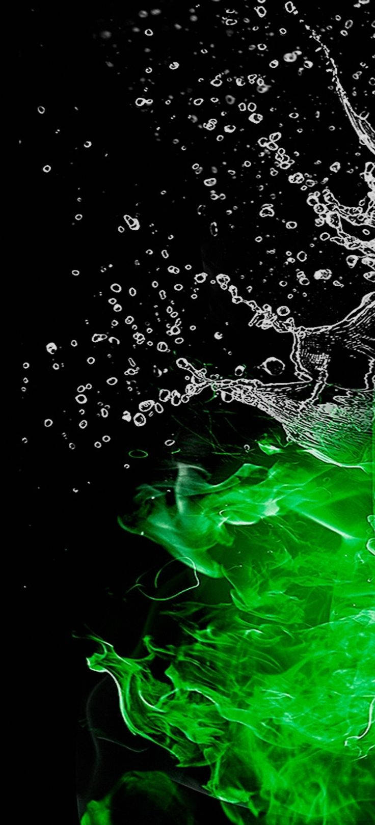 Men Phone Liquid Green Fire Wallpaper