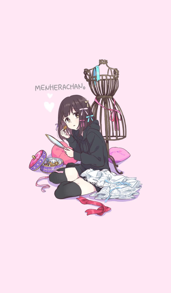 Menhera Chan Expressing Emotions With A Concerned Yet Cute Expression Wallpaper
