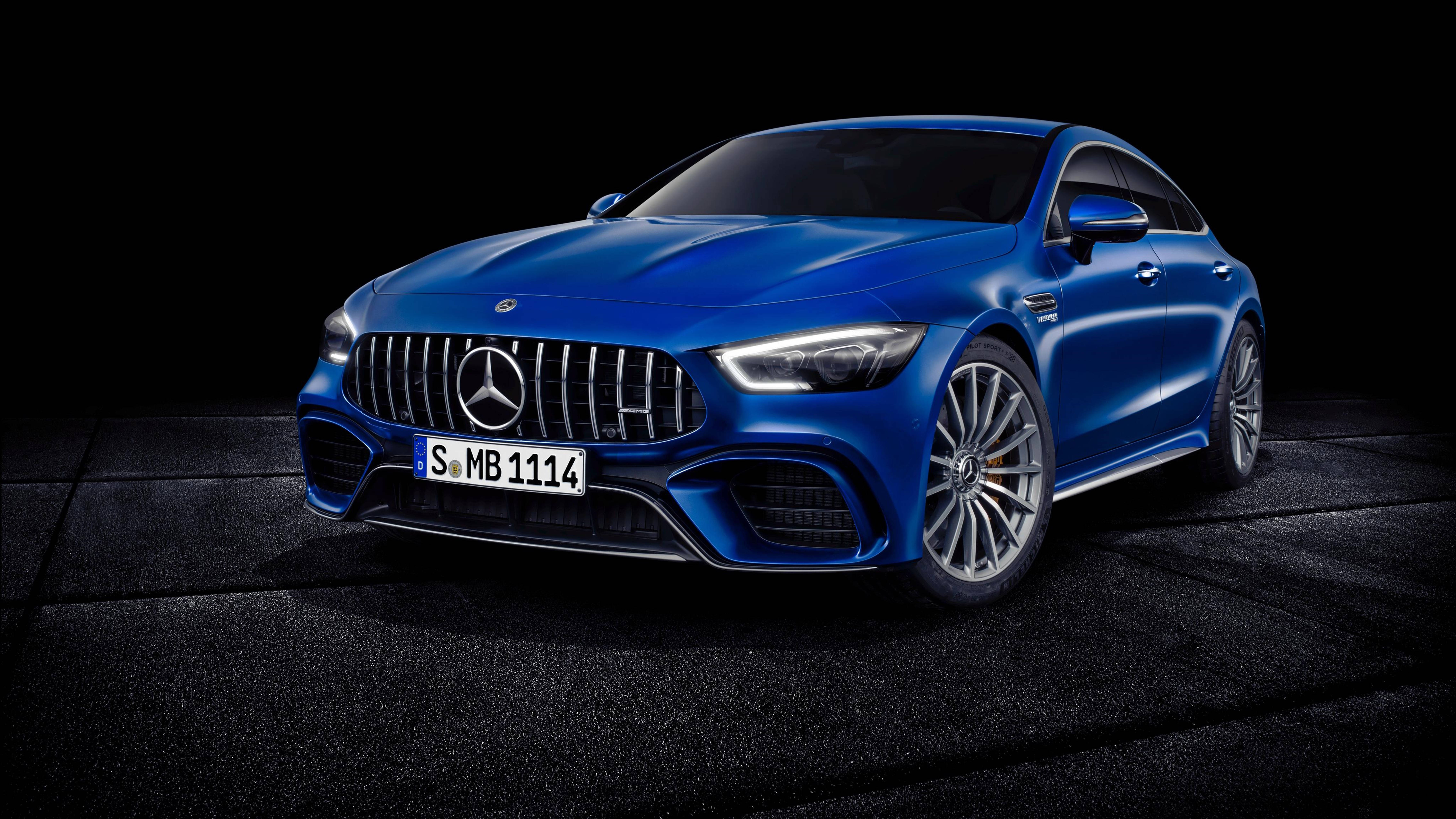 Mercedes Amg 4k Blue Aesthetic On Black Wallpaper