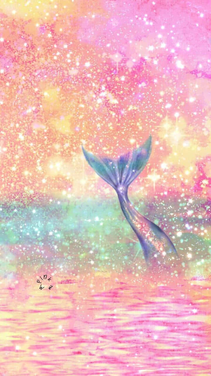 Mermaid Glitter Tail In Pink Wallpaper