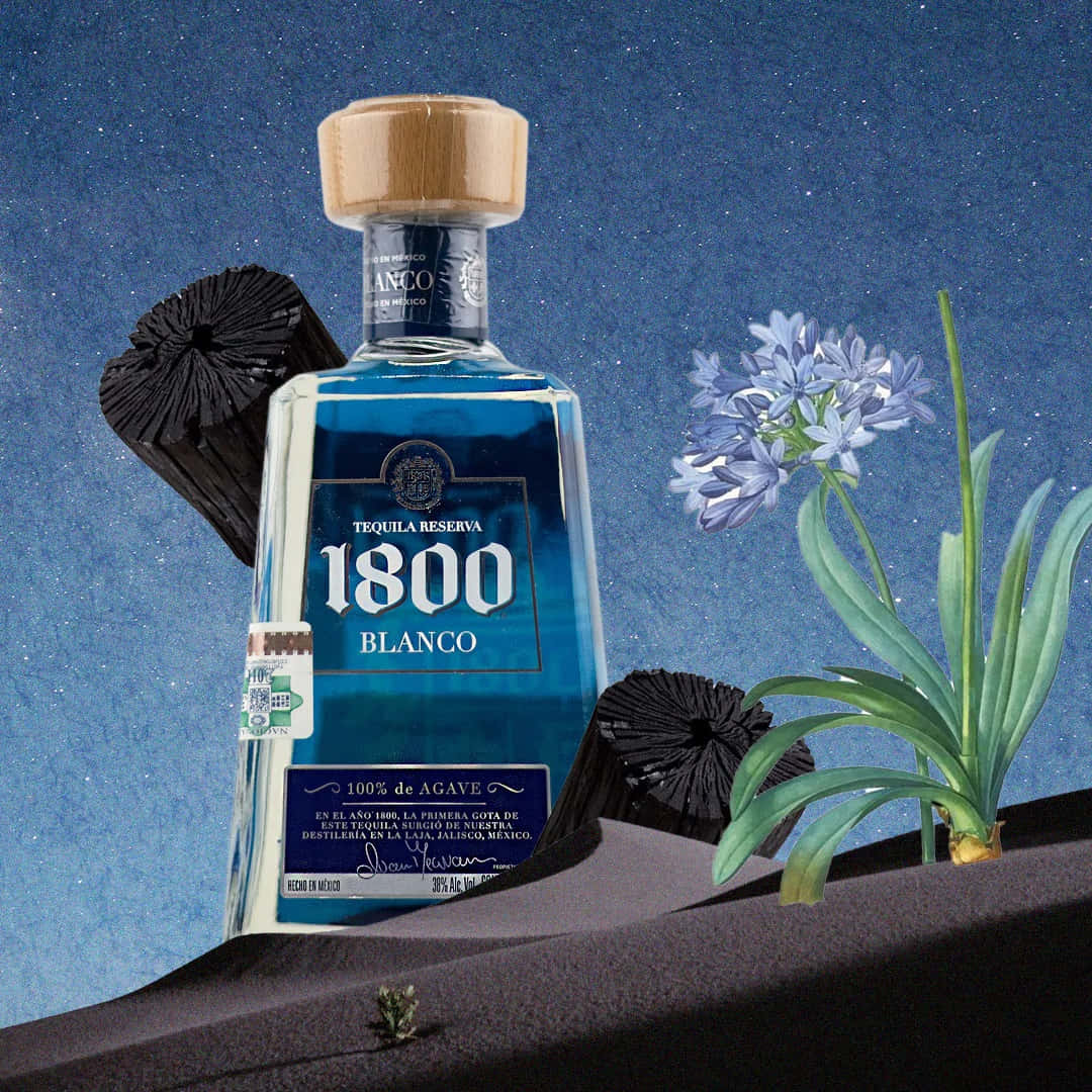 Mexican Brand 1800 Tequila Silver Blanco With Painting Wallpaper